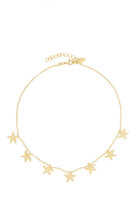 Sea Star Choker Necklace, 18K Gold-Plated Brass & Crystals